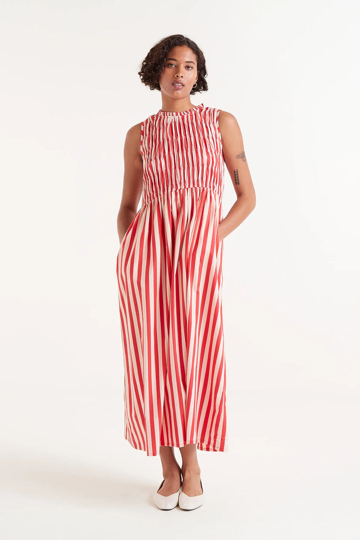 Compania Fantastica Long Red Striped Dress