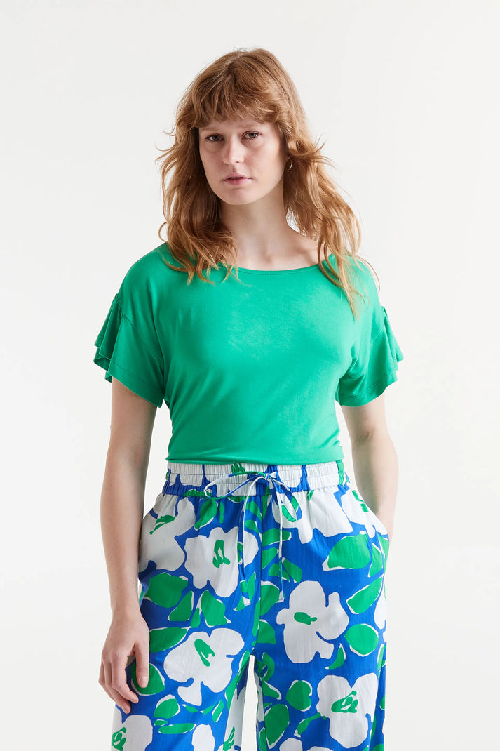 Compania Fantastica Green Short Sleeve Ruffle T-shirt