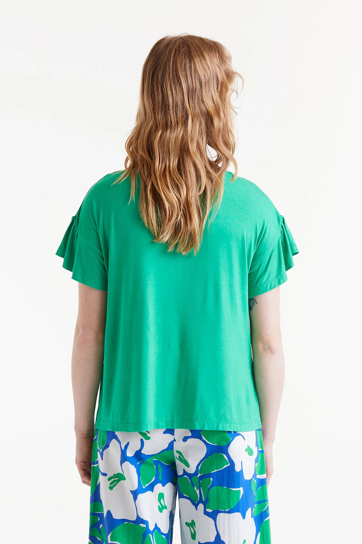 Compania Fantastica Green Short Sleeve Ruffle T-shirt