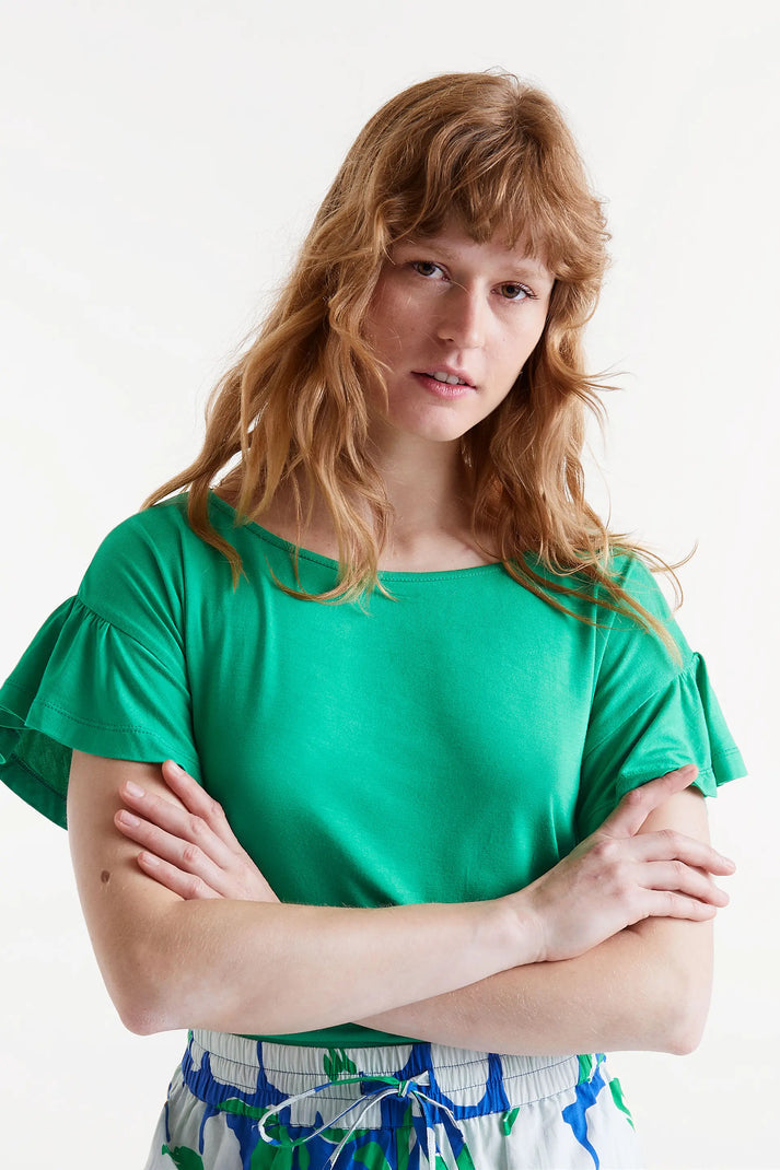 Compania Fantastica Green Short Sleeve Ruffle T-shirt