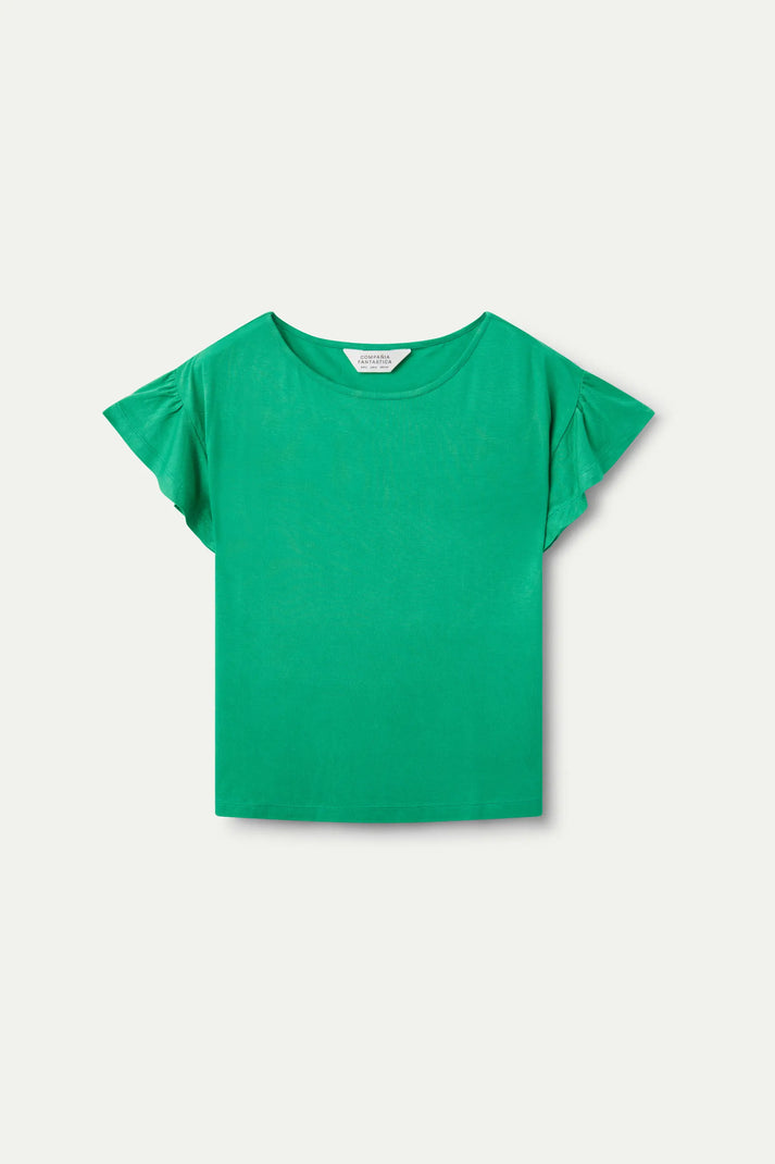 Compania Fantastica Green Short Sleeve Ruffle T-shirt