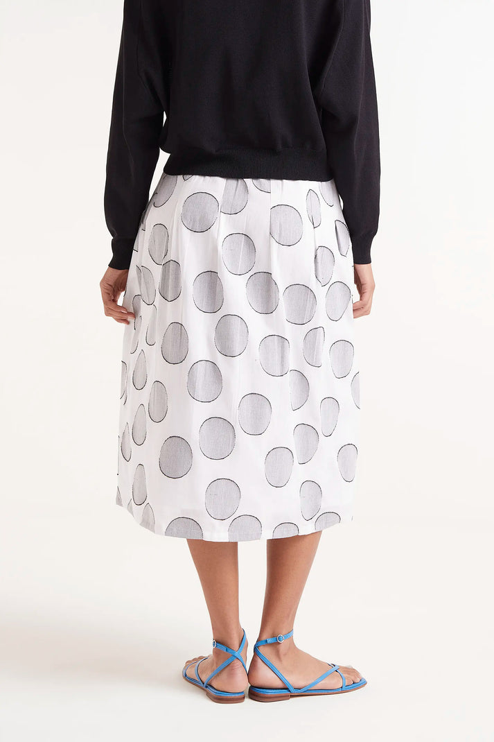 Compania Fantastica White Circles Print Midi Skirt