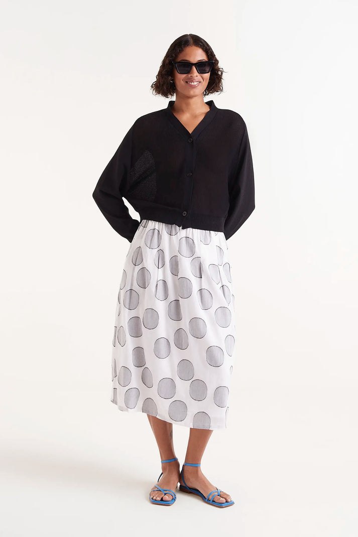 Compania Fantastica White Circles Print Midi Skirt