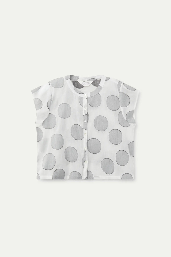 Compania Fantastica White Circle Print Jacquard Top