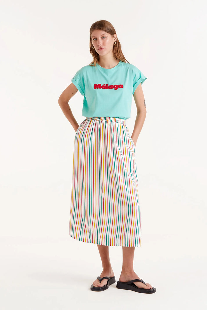 Compania Fantastica Soju striped print midi skirt