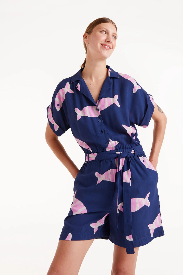 Compania Fantastica Rayon Playsuit with Eureka Print
