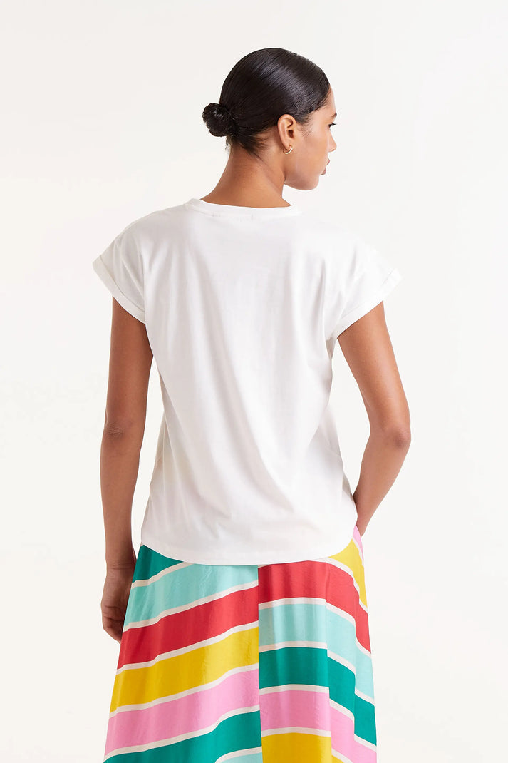 Compania Fantastica White Ice Cream Print Short Sleeve Tee Shirt