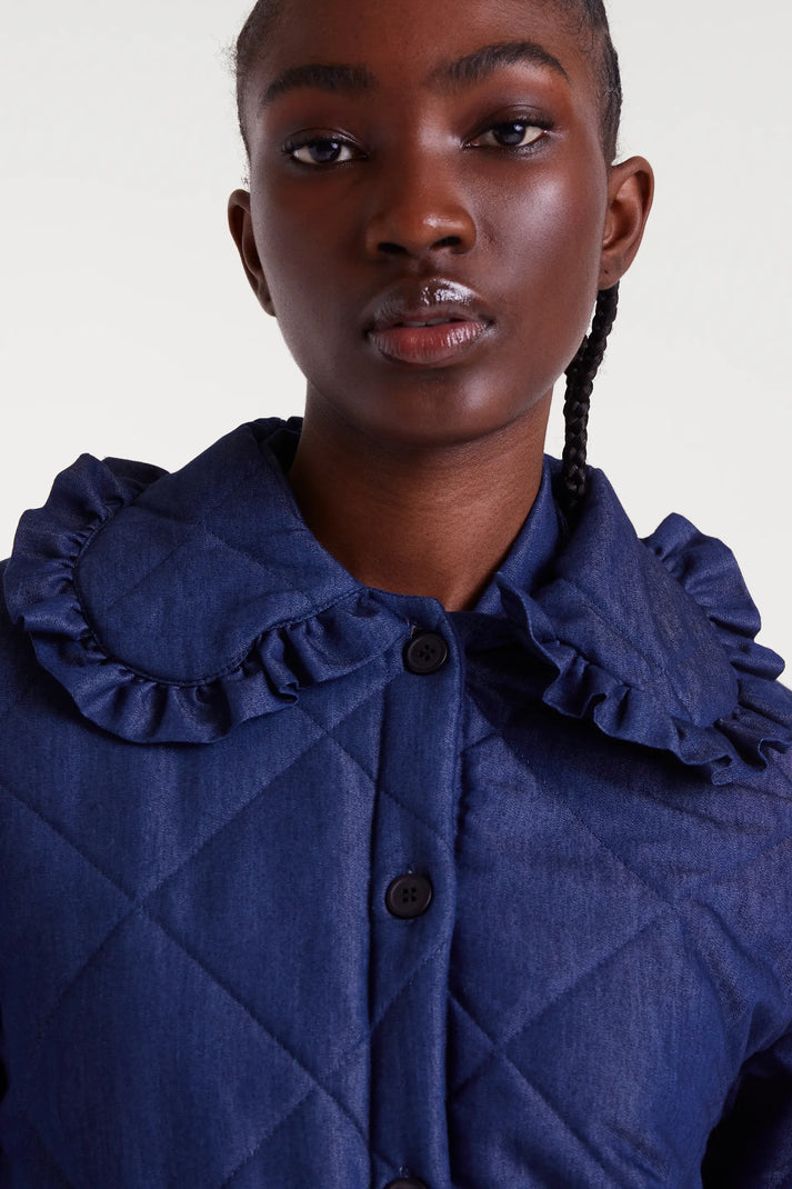 Compania Fantastica Chambray Fabric Jacket in Blue