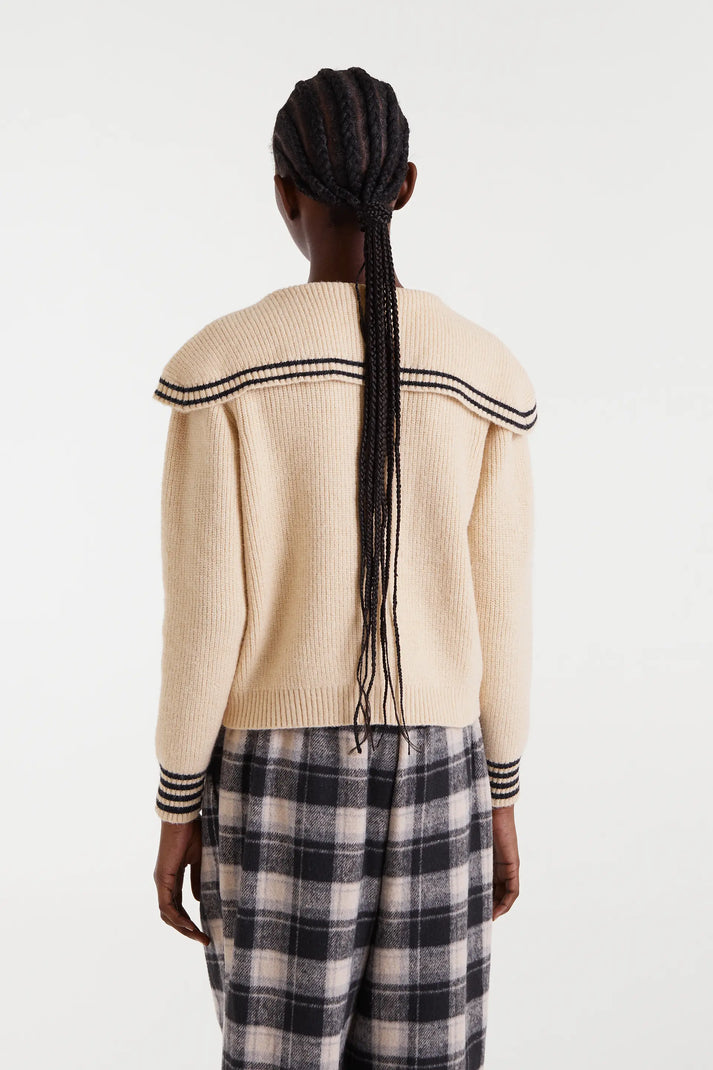 Compania Fantastica Beige Sailor Collar Cardigan