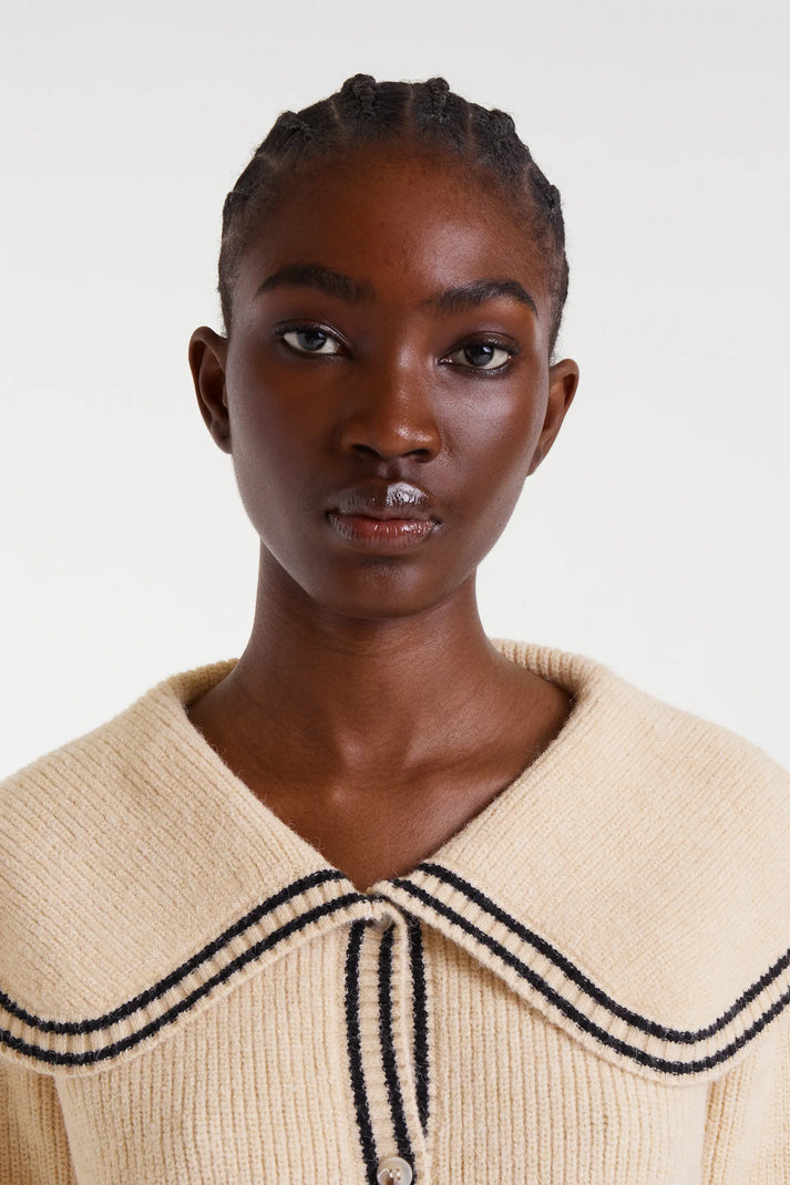 Compania Fantastica Beige Sailor Collar Cardigan