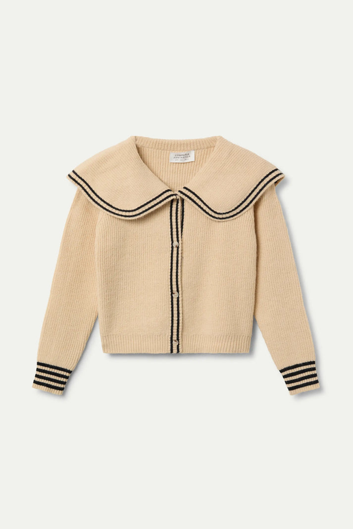 Compania Fantastica Beige Sailor Collar Cardigan
