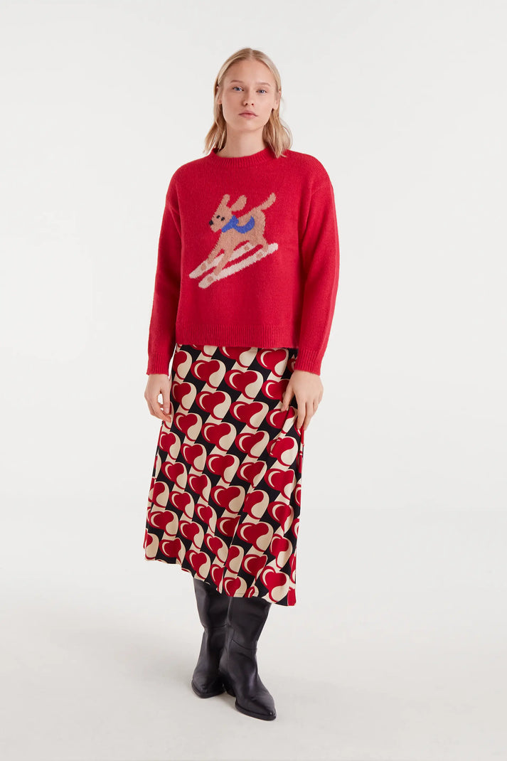Compania Fantastica Jacquard Sweater With Skier Dog Print