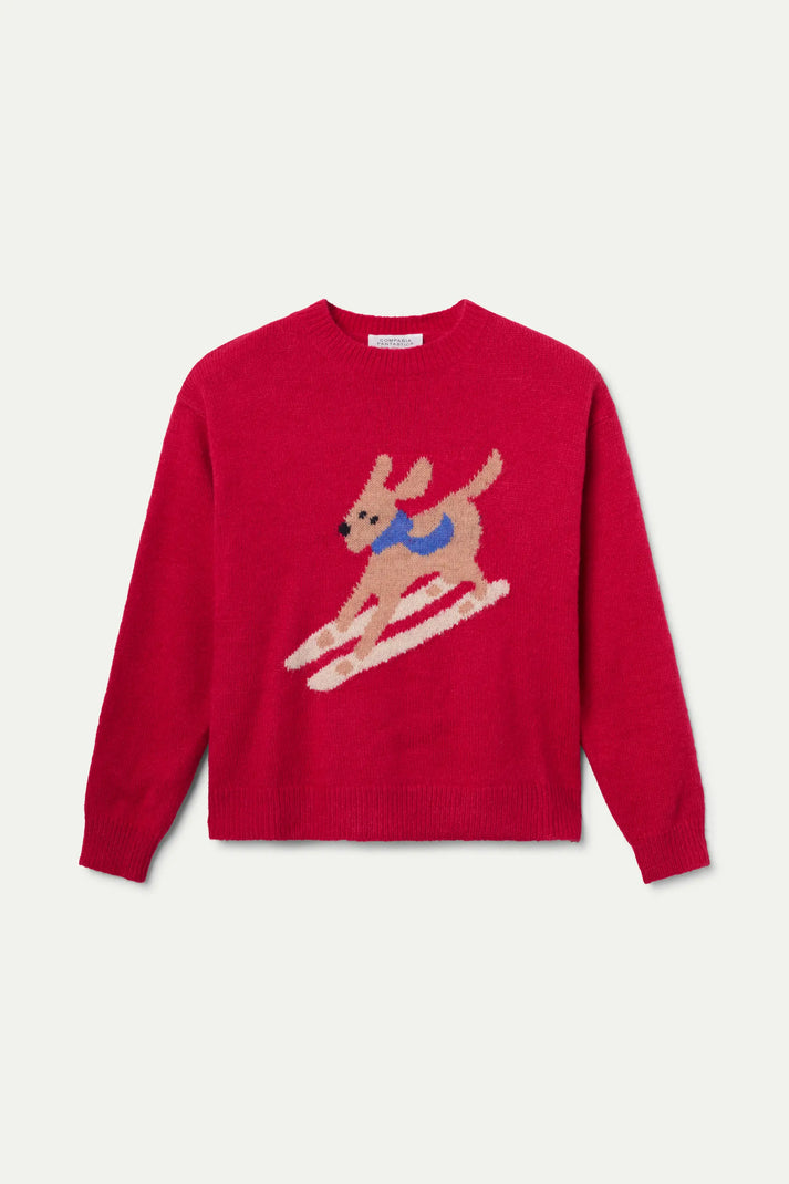 Compania Fantastica Jacquard Sweater With Skier Dog Print