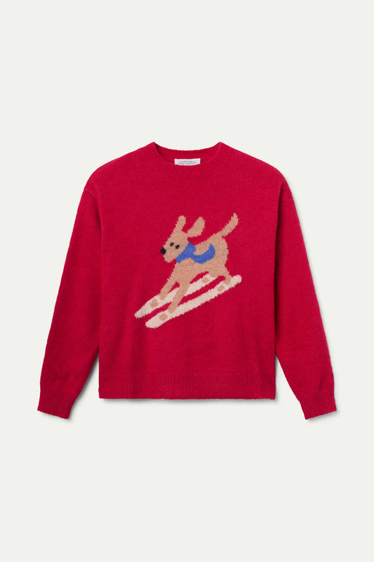 Compania Fantastica Jacquard Sweater With Skier Dog Print
