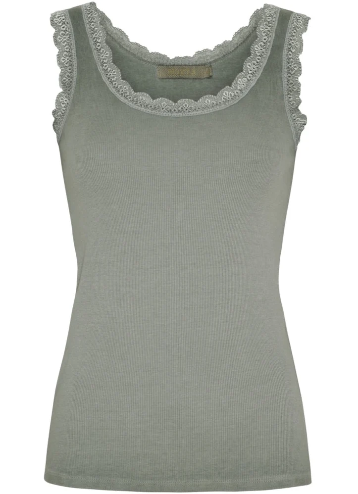 Marta Angeline lace vest top in Military khaki
