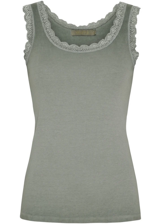 Marta Angeline Lace Vest Top in Military Khaki