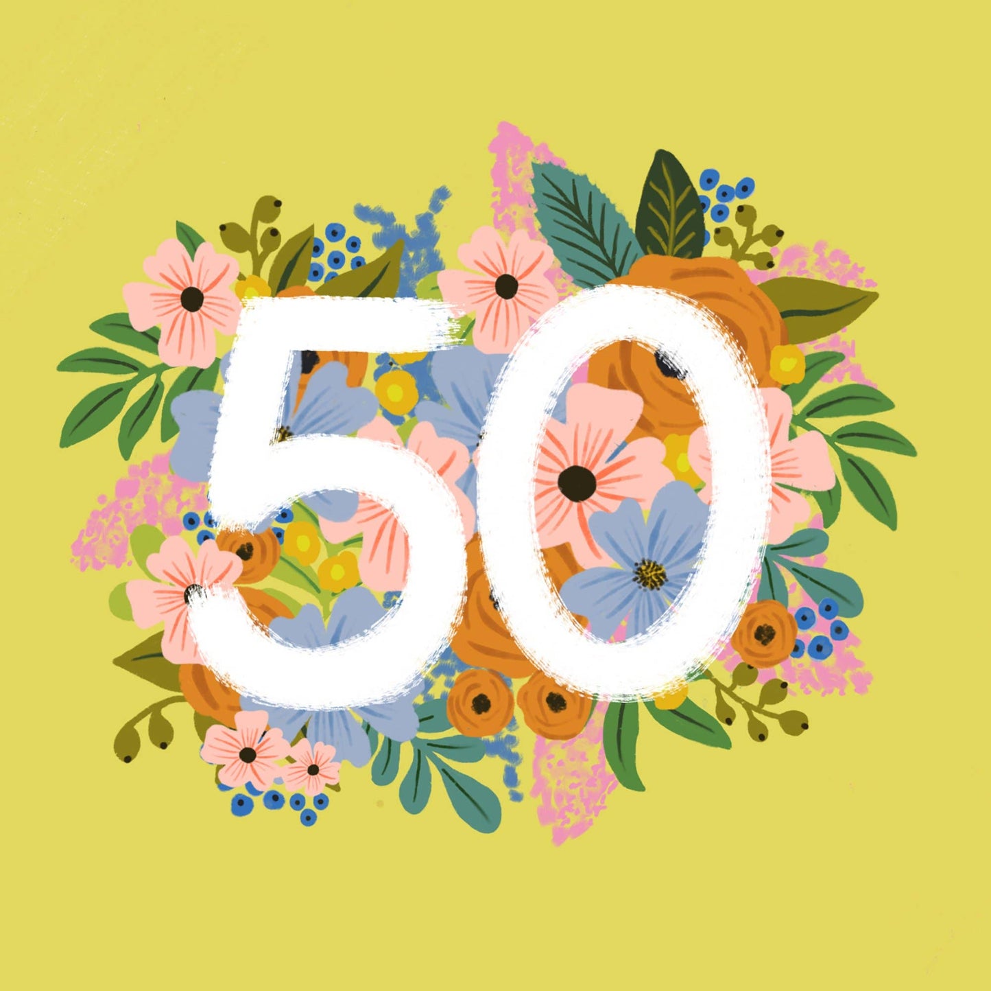 Colourful, Floral 50th Birthday Card