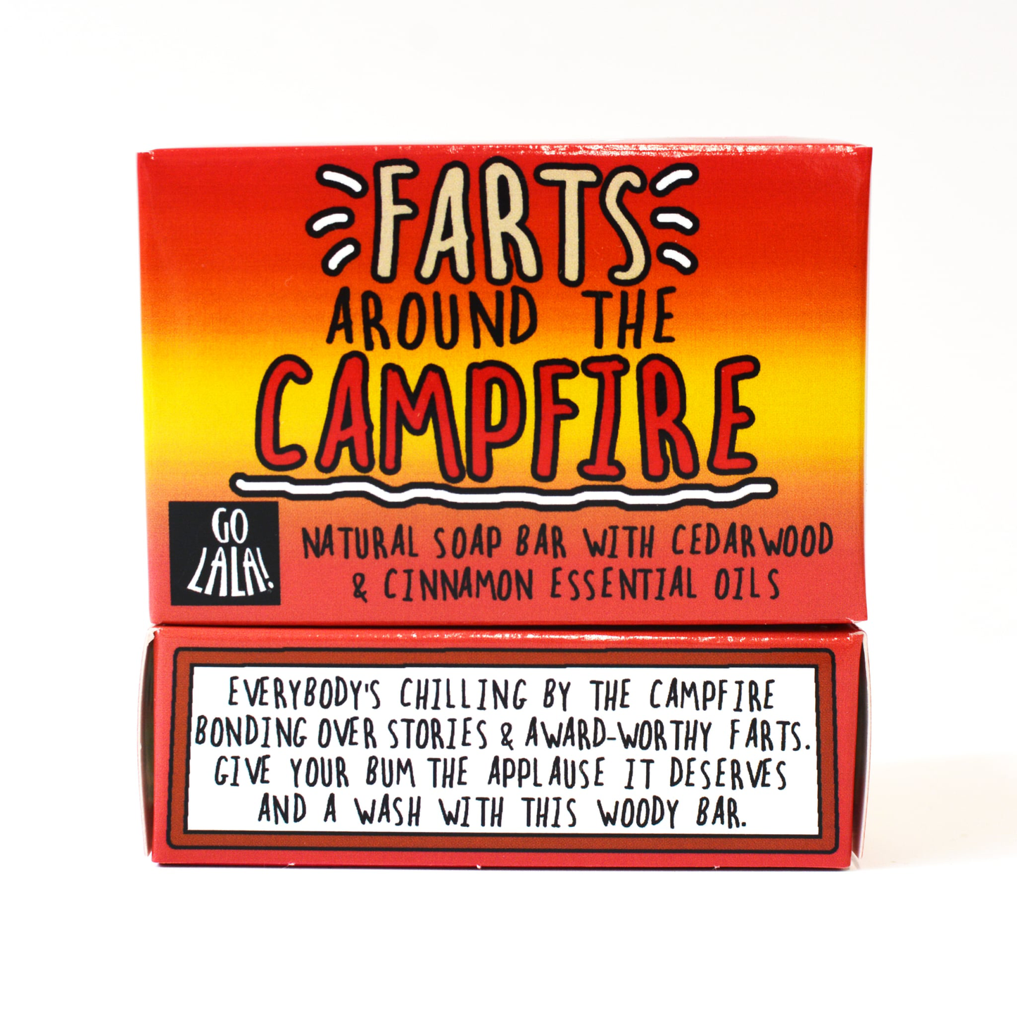 Go La La - Farts around Campfire - Soap Cedarwood  Funny Gift 