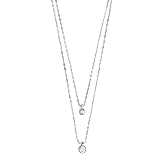 Pilgrim LUCIA 2-in-1 Crystal Necklace Silver-Plated