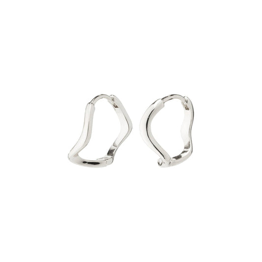 PILGRIM ALBERTE organic shape hoop earrings silver-plated