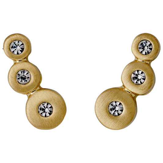 Pilgrim BELLA crystal earrings gold-plated, three crystals surrounded with gold dots