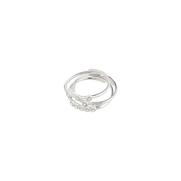 Pilgrim  SLOAN rings 3-in-1 set silver-plated with precosia stones