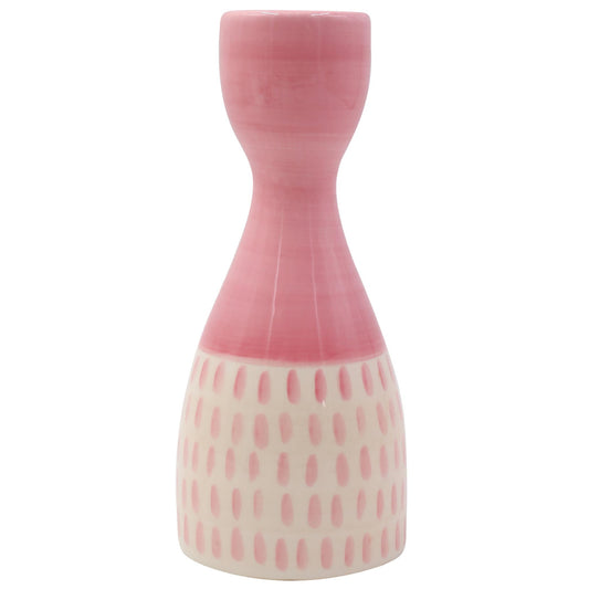 Nino candle holder, radiant rain, a handmade pink and beige candle holder