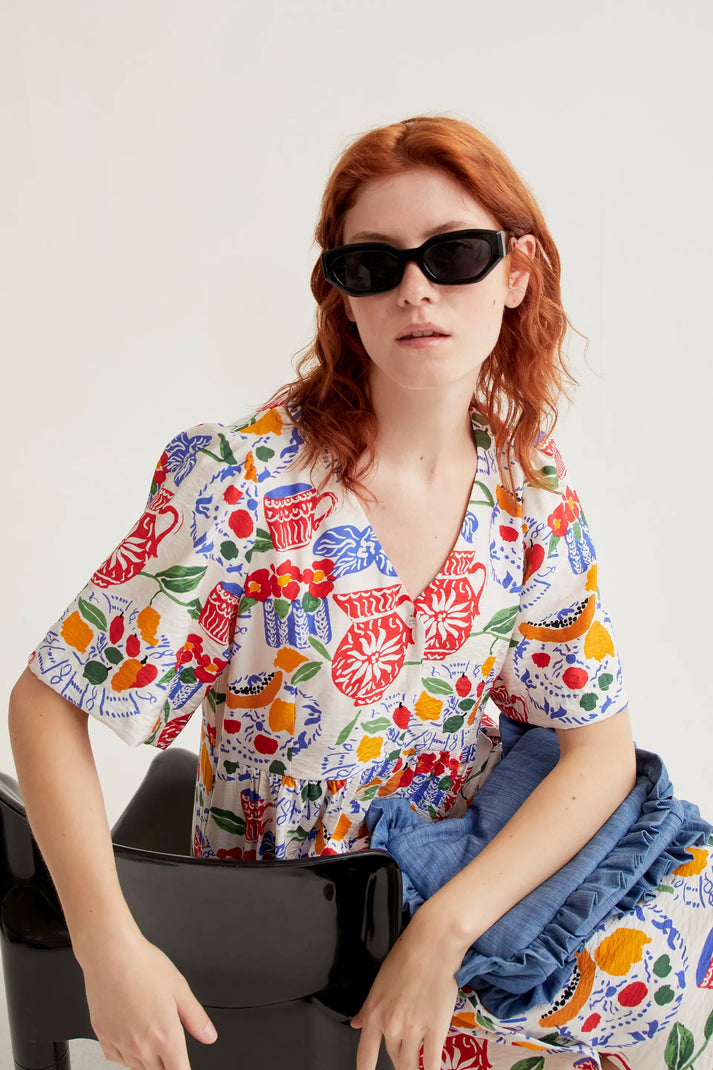 Compania Fantastica Lush Print Midi Dress