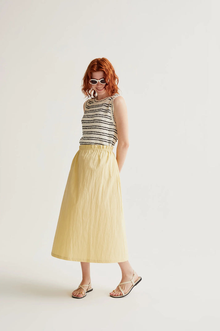 Compania Fantastica Light Yellow Midi Skirt