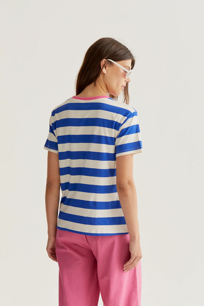 Compania Fantastica T-shirt with Blue & White Stripe