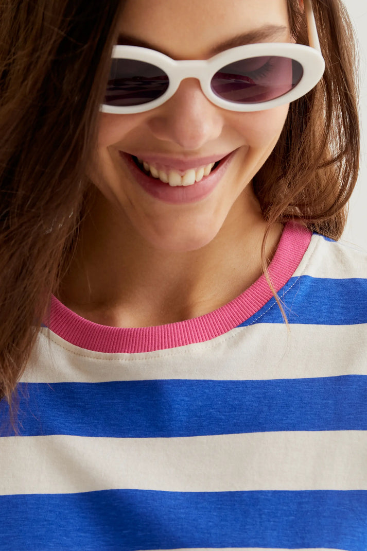 Compania Fantastica T-shirt with Blue & White Stripe