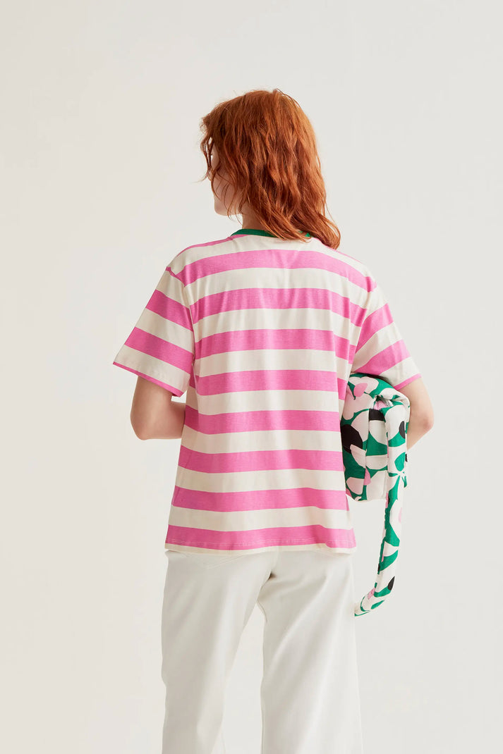 Compania Fantastica T-shirt with Pink & White Stripe