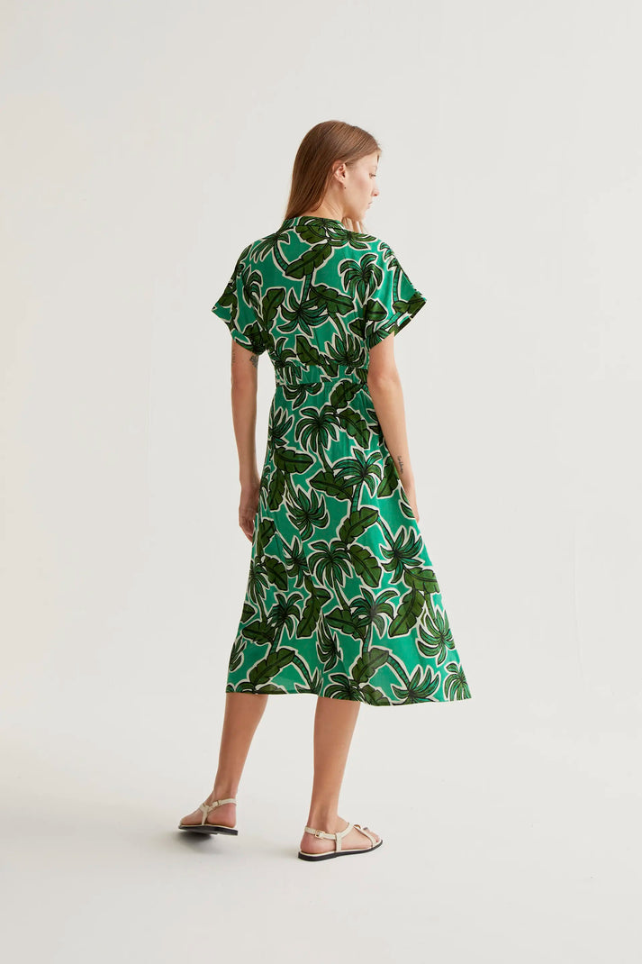 Compania Fantastica Palm Tree Print Midi Dress