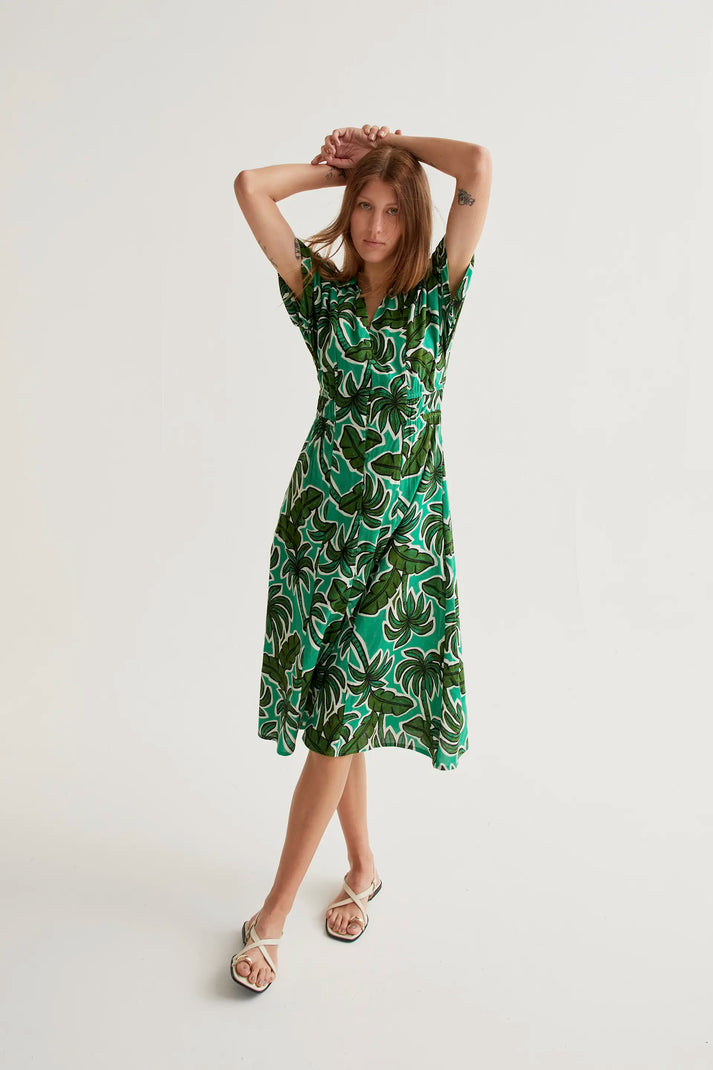 Compania Fantastica Palm Tree Print Midi Dress