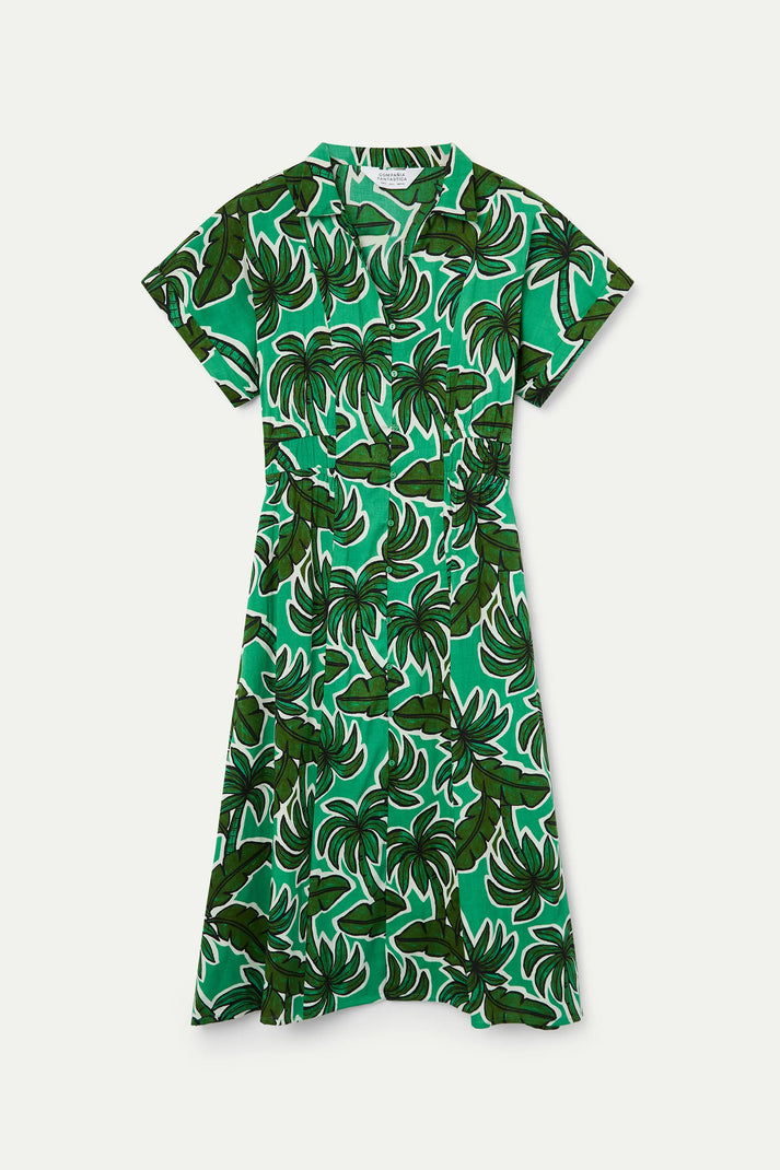 Compania Fantastica Palm Tree Print Midi Dress