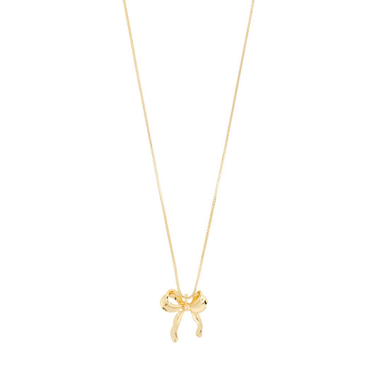 Pilgrim CASSIAN long necklace gold-plated with a bow charm