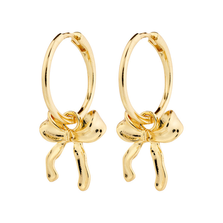 Pilgrim CASSIAN hoop earrings gold-plated with bow charms