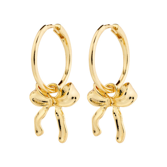 Pilgrim CASSIAN hoop earrings gold-plated with bow charms