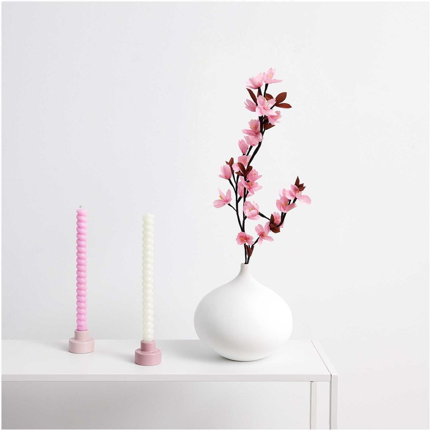 RICO Spiral Candle 28 cm in cherry blossom