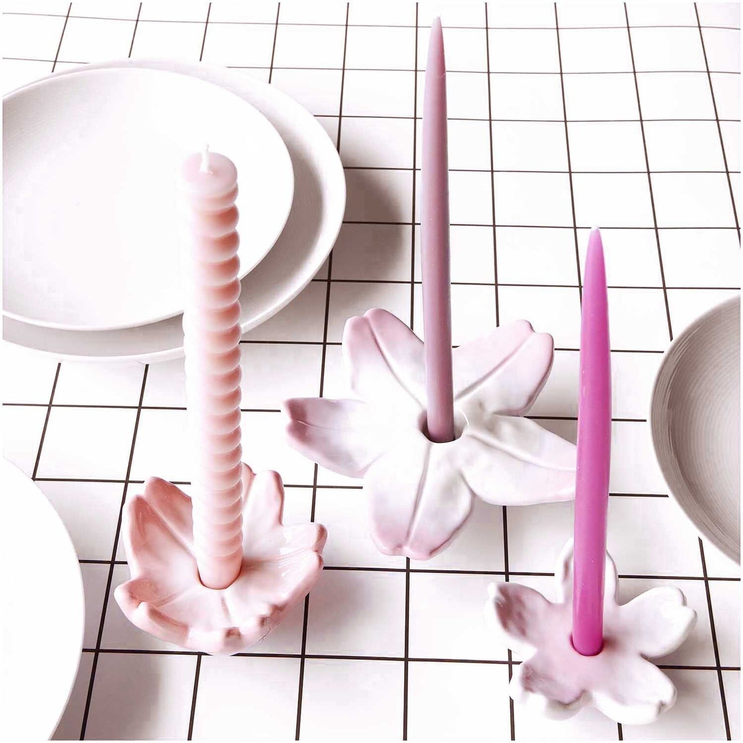 RICO Slim candles 28 cm in mauve, 2 pcs