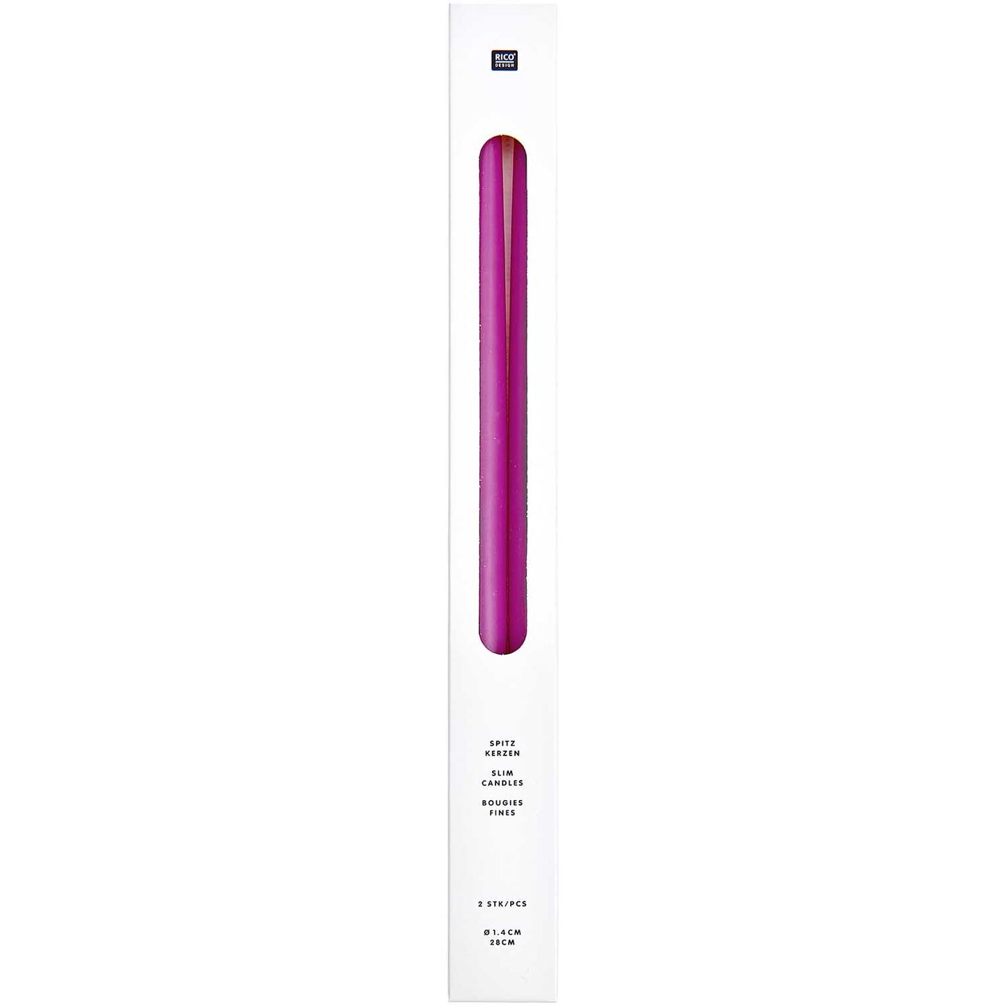 RICO Slim candles 28 cm in berry, 2 pcs