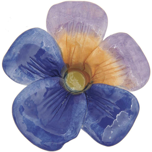 RICO Ceramic Candle Holder Pansy, Dark Blue, 5.5x11x11cmm for Candles Ø 2.4cm