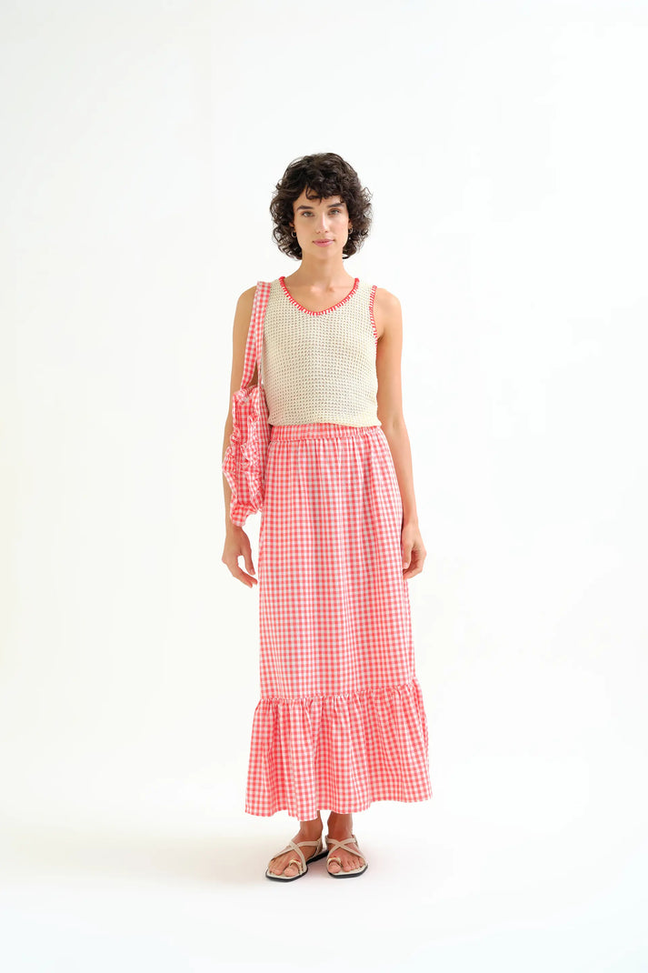 Compania Fantastica Red Gingham Skirt