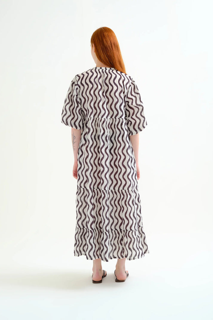 Compania Fantastica Wave Black & White Long Dress