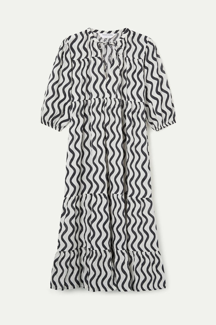 Compania Fantastica Wave Black & White Long Dress