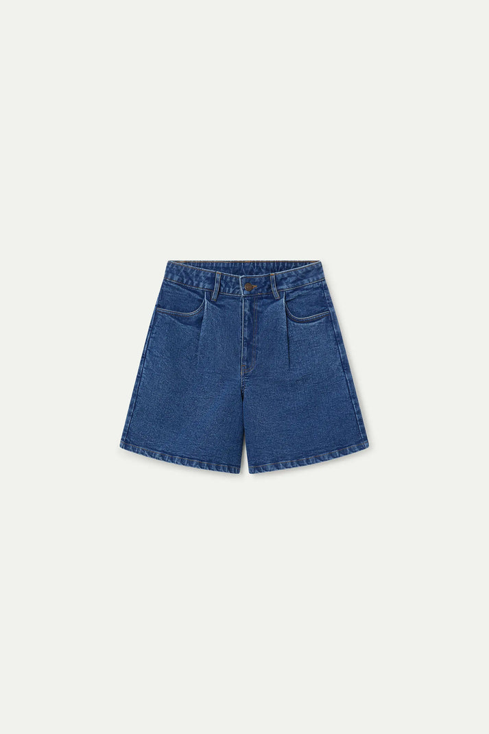 Compania Fantastica Blue Denim Shorts with Wave Detail