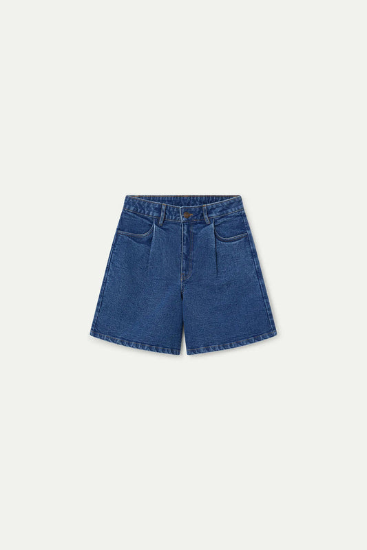 Compania Fantastica Blue Denim Shorts with Wave Detail