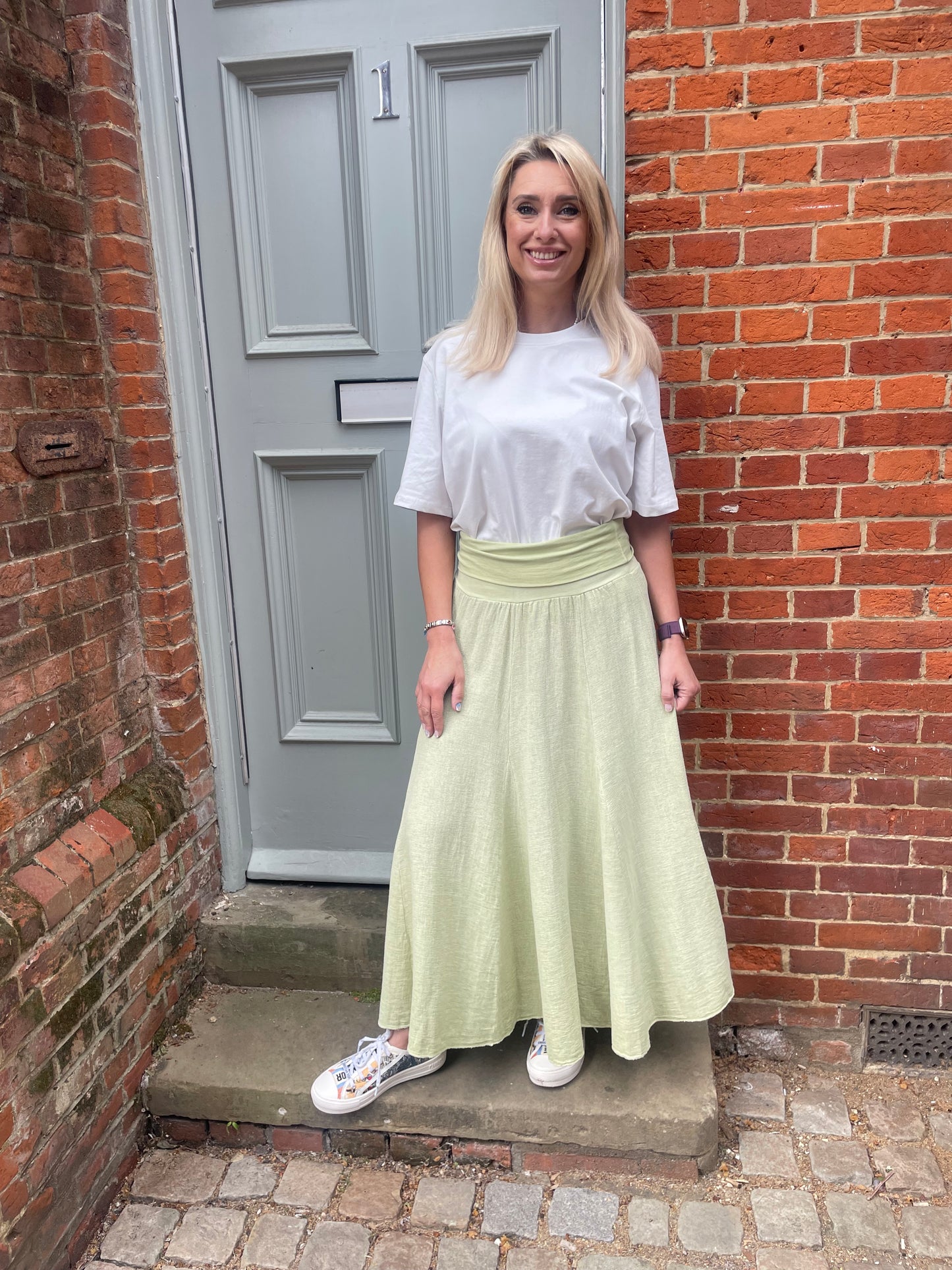 Jersey Waist Linen Texture Skirt