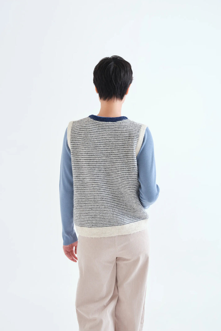 Compania Fantastic Knitted Vest with Navy and White Stripe