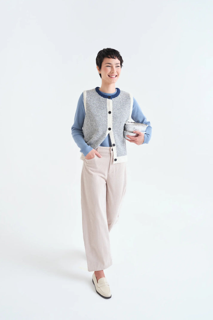 Compania Fantastic Knitted Vest with Navy and White Stripe